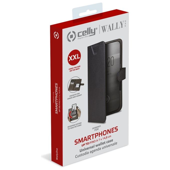 Celly Wallyone XXL Custodia per Smartphone fino a 5,5'' Nero