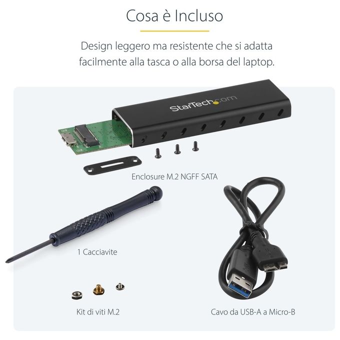 StarTech Box Alloggio USB 3.0 esterno per SSD SATA M.2 Convertitore NGFF di unitÃ  SSD con UASP