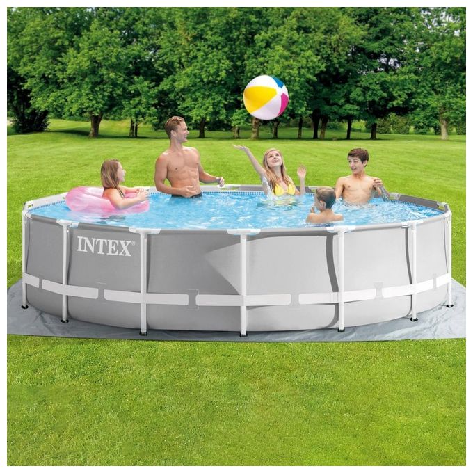 Intex 26720 Piscina Rotonda Fuoriterra Grigio 427X107 cm 427x107 cm Con Pompa Filtro