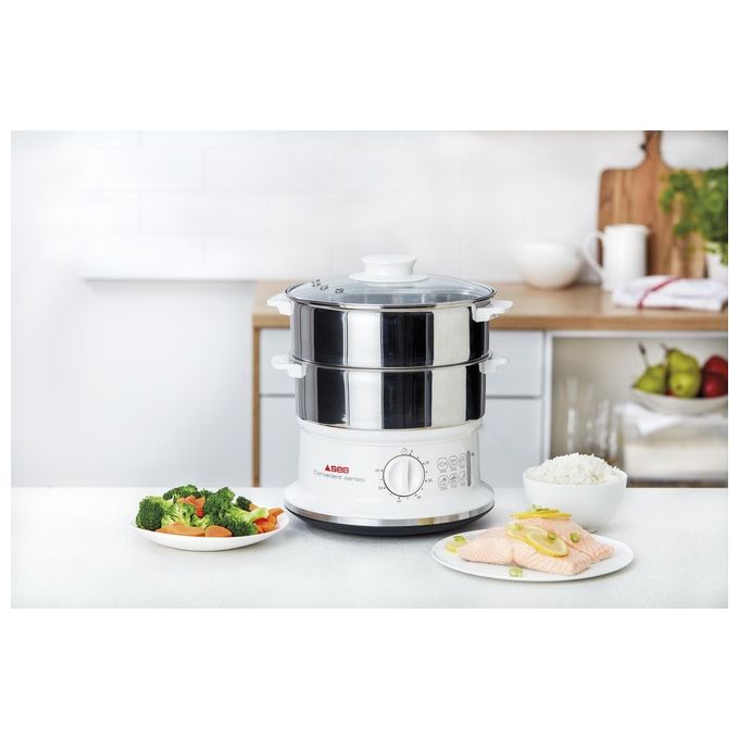 Tefal VC1451 Convenient Series Inox Vaporiera Timer con Spegnimento Automatico Livello di Acqua Visibile 6 Litri