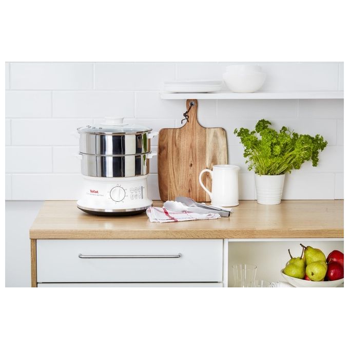 Tefal VC1451 Convenient Series Inox Vaporiera Timer con Spegnimento Automatico Livello di Acqua Visibile 6 Litri