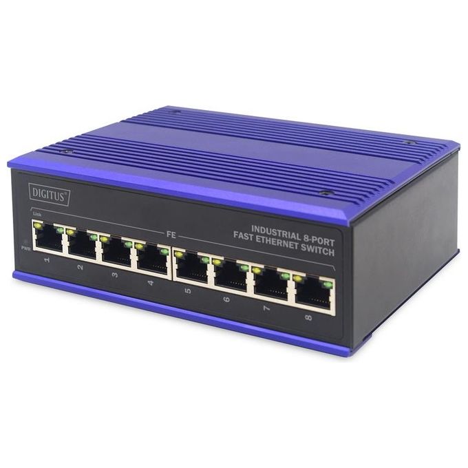 Digitus DN-650106 Switch Industriale 8 Porte 10-100 Nero-Blu