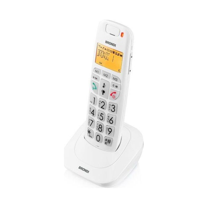 Brondi Bravo Bright Telefono Cordless con Ampio Display Retroilluminato e Grandi Numeri