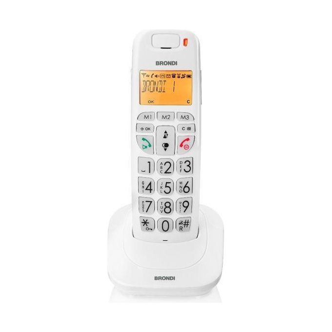 Brondi Bravo Bright Telefono Cordless con Ampio Display Retroilluminato e Grandi Numeri
