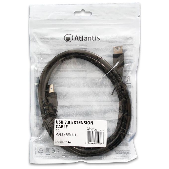 Atlantis Cavo Prolunga Usb 3.0 A-A M-F 2mt