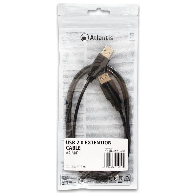 Atlantis Cavo Prolunga Usb 2.0 A-A M-F amt