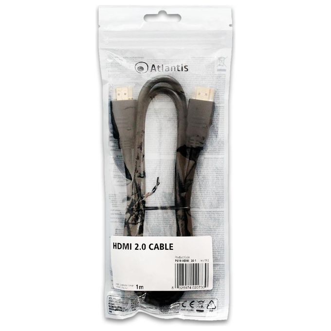 Atlantis cavo hdmi-2.0 connettori 19pin a m-m lunghezza 1mt
