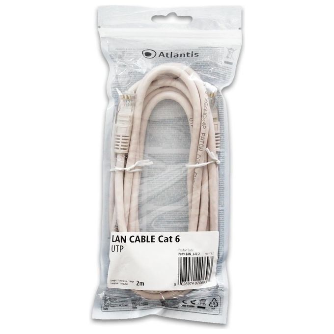 Atlantis Cavo di Rete Cat 6 Utp Schermato 2mt