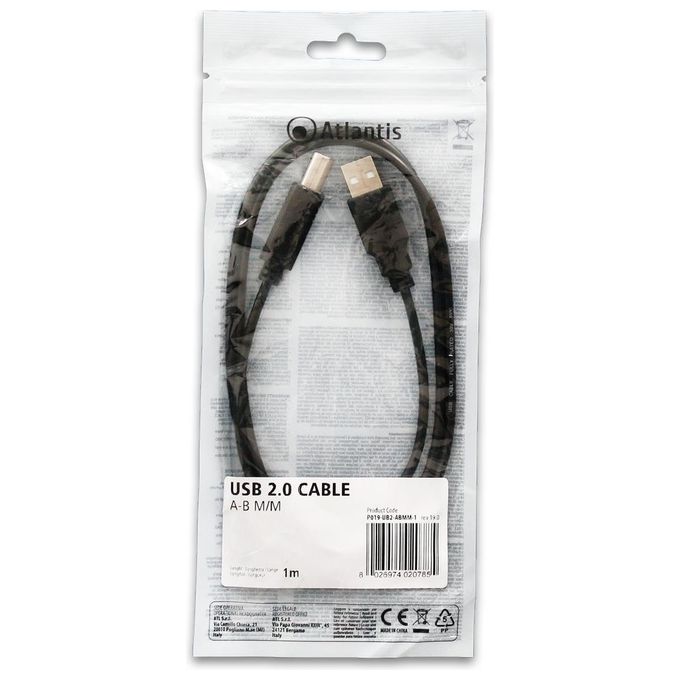 Atlantis Cavo Usb-2.0 A-B M-M 1mt