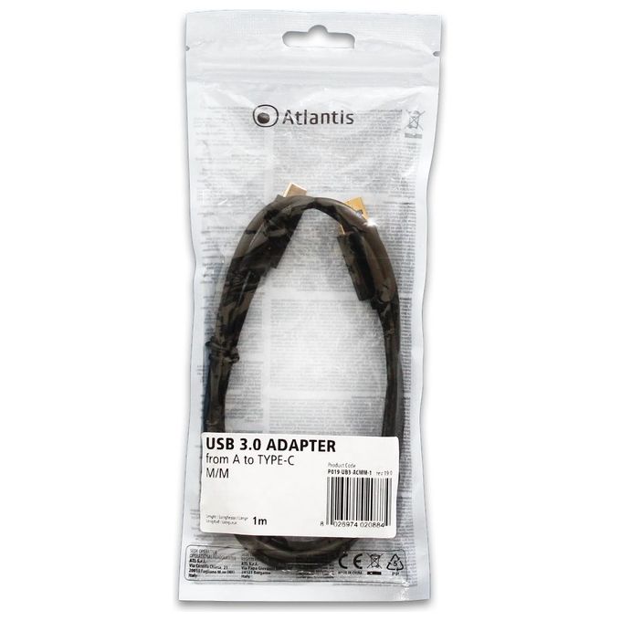 Atlantis Cavo Usb-3.0 A-Type-C M-M 1mt