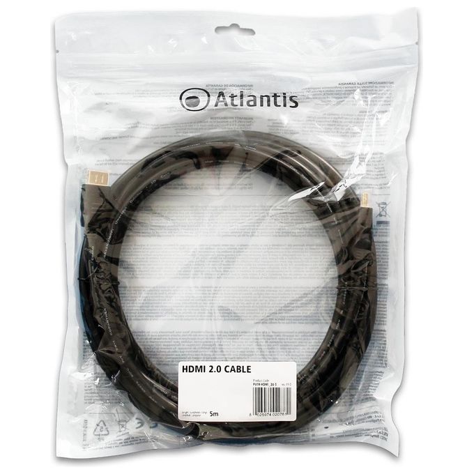 Atlantis cavo hdmi v.2.0. connettori 19pin a m-m lunghezza 5mt