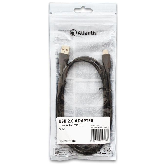 Atlantis Cavo Usb-2.0 A-Type-C M-M 1mt