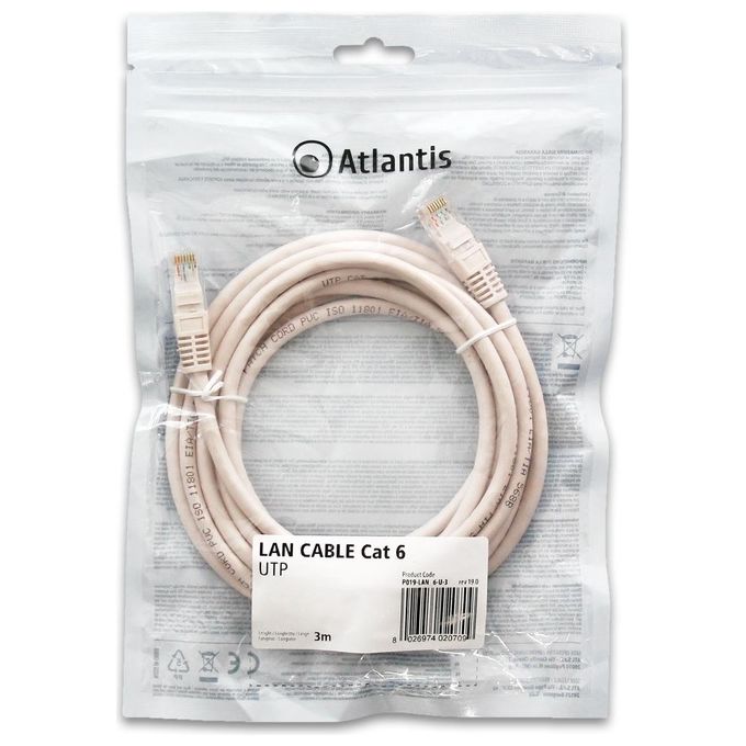 Atlantis Cavo di Rete Cat 6 Utp Schermato 3mt