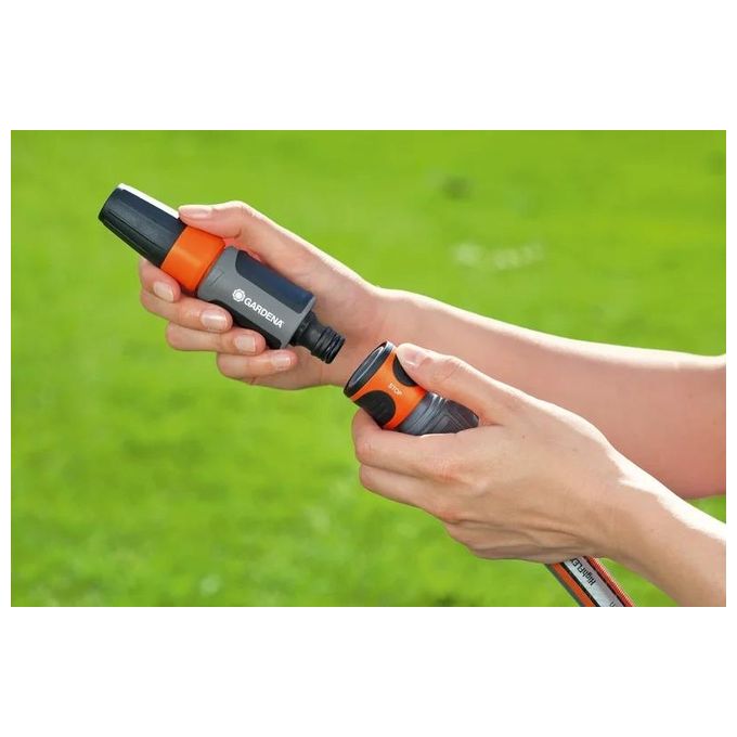 Gardena 18291-20 Set Base con Lancia Classic Kit Irrigazione Ugello Atomizzatore Regolabile Protezione Antigel colore Nero Grigio Arancione Argento