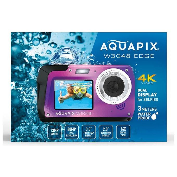 Easypix 10074 W3048 Edge Fotocamera Subacquea Doppio Schermo 48 MP Video 4K Impermeabile 3 m colore Viola