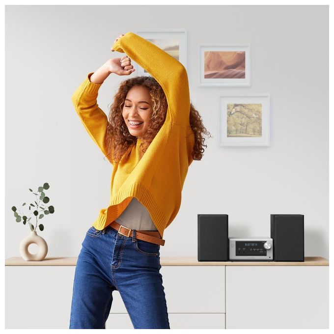 Panasonic SC-PM702EG-S Micro Hi-Fi Stereo CD Radio DAB+ FM Bluetooth 80W colore Argento