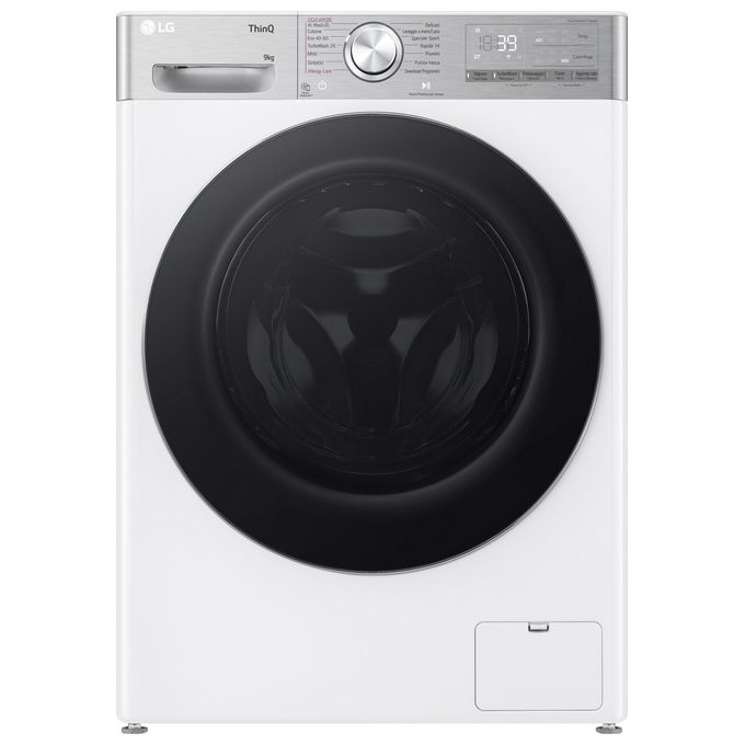 LG F4R9009TPWC Serie R9 Lavatrice Frontale 9 Kg 1400 rpm Classe A AI DD TurboWash 360 Vapore Wi-Fi (85x60x56.5 cm) colore Bianco