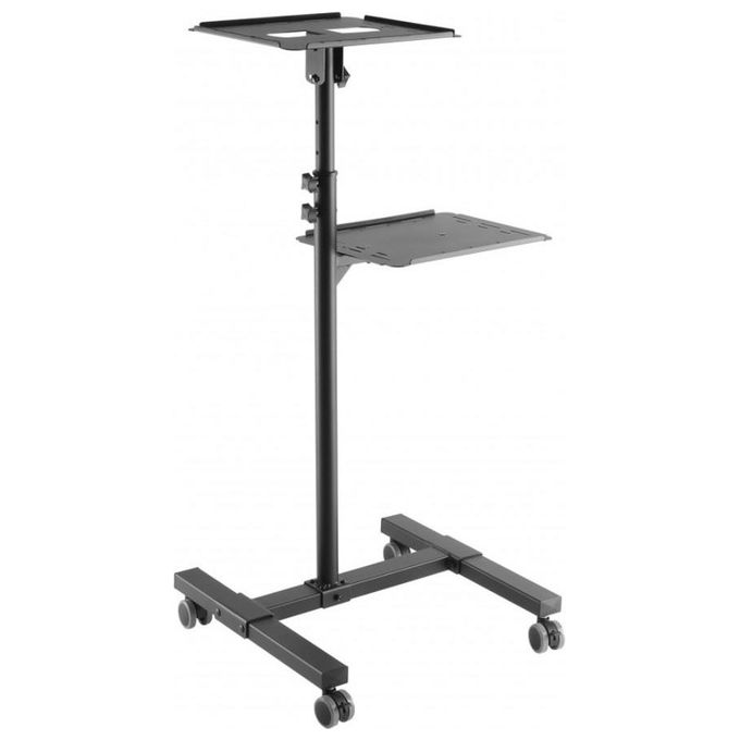 Techly 362145 Carrello per Proiettore Regolabile con 2 Mensole Altezza 950 1450 mm Inclinazione ±12° Portata 10 Kg colore Nero