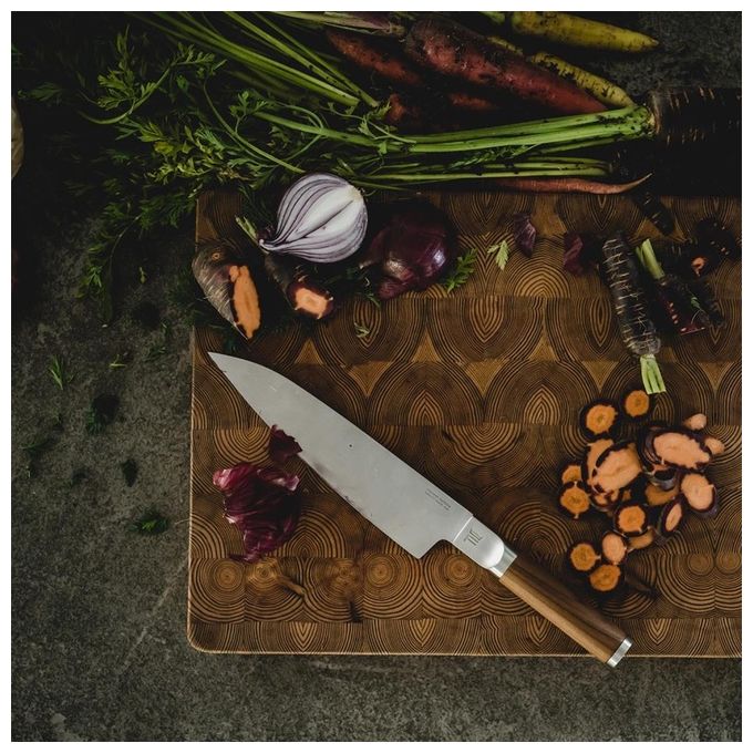 Fiskars 1026419 Norden Coltello da Cucina Lama in Acciaio al Carbonio 20 cm colore Legno