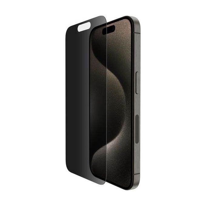Belkin OVA169HQ ScreenForce InvisiGlass Protezione per schermo in vetro con filtro per la privacy per Apple iPhone 16 Pro spessore 0,29 mm durezza 9H antibatterico resistente agli urti e alle impronte colore Nero