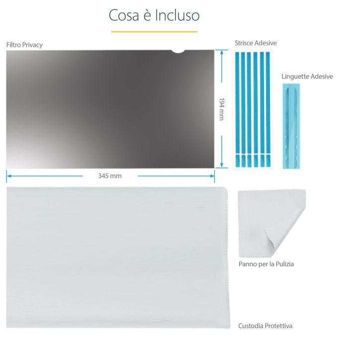 StarTech 156L-PRIVACY-SCREEN Filtro Privacy per Laptop 15,6 pollici 16:9 con Riduzione Luce Blu del 51% Reversibile Opaco-Lucido colore Trasparente