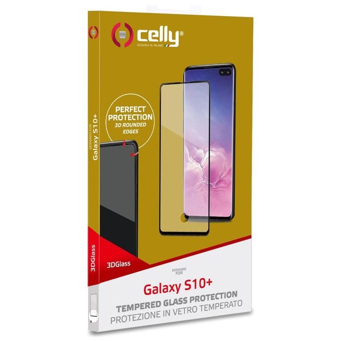Celly 3S Glass per Samsung Galaxy S10 Plus Nero