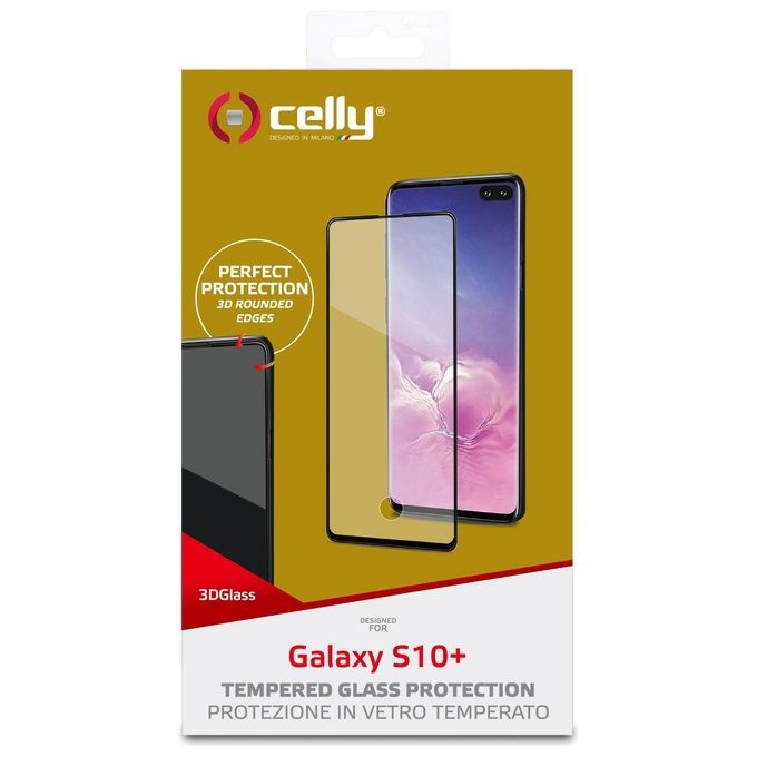 Celly 3S Glass per Samsung Galaxy S10 Plus Nero