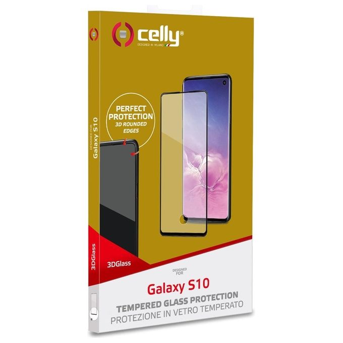 Celly 3S Glass per Samsung Galaxy S10 Nero