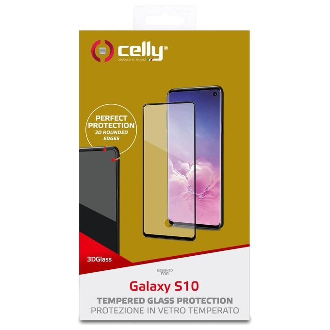 Celly 3S Glass per Samsung Galaxy S10 Nero