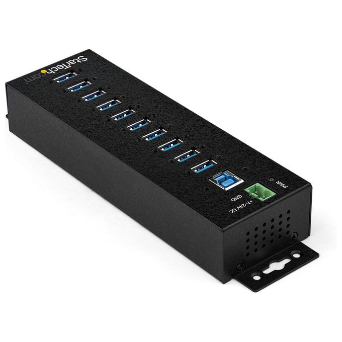 Startech HB30A10AME Hub USB 3. 0 Industriale, 10 Porte, Adattatore di Alimentazione Esterno, Protezione ESD, Sovratensioni a 350 W