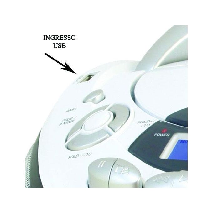 Majestic AH 2387R MP3 USB Boom Box Portatile con Lettore CD-Mp3 Ingresso Usb Registratore Cassetta Presa Cuffie Bianco