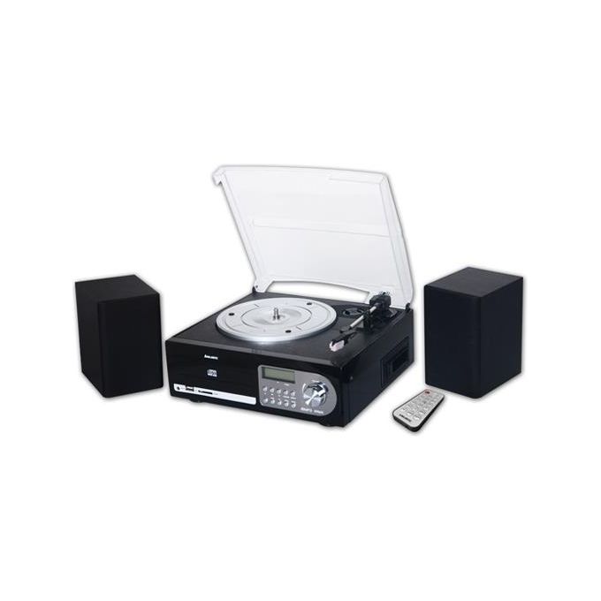 Majestic TT 38R Giradischi 33-45-78 Giri Lettore CD-MP3 Cassetta Ingresso USB-SD Recorder Nero