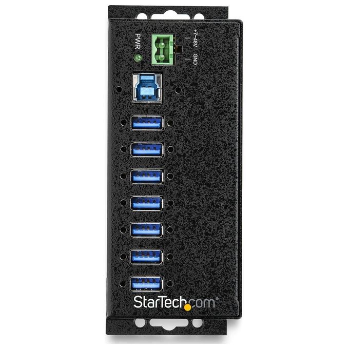 StarTech.com Hub Usb 3.0 Industriale a 7 Porte con Adattatore di Alimentazione Esterno Protezione ESD e Sovratensioni a 350 W