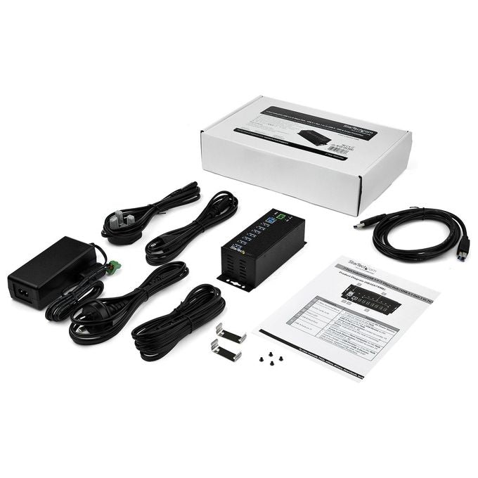 StarTech.com Hub Usb 3.0 Industriale a 7 Porte con Adattatore di Alimentazione Esterno Protezione ESD e Sovratensioni a 350 W