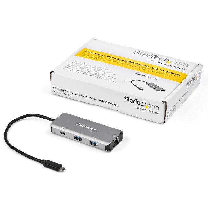 StarTech.com Hub Usb-C a 3 Porte con Porta LAN 10Gbps 2 Usb-A e 1 Usb-C