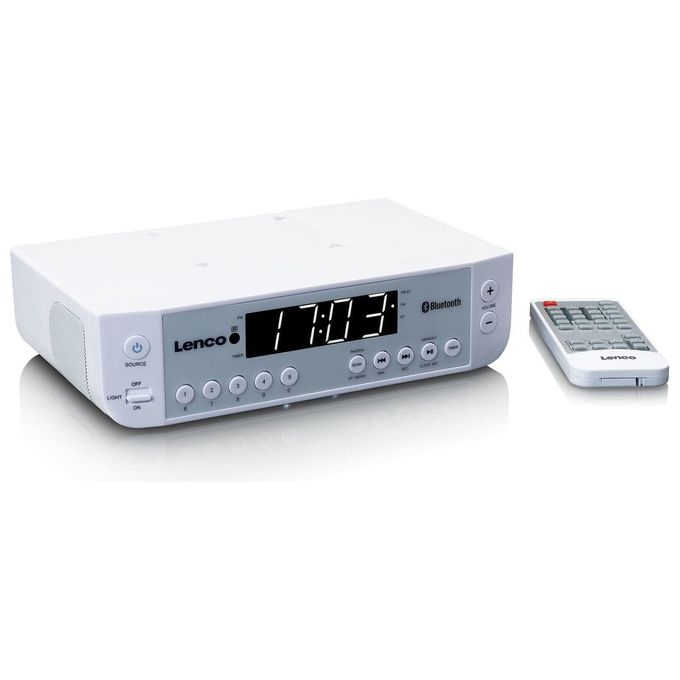 Lenco KCR-100 Radio da cucina FM con Bluetooth Timer e Illuminazione LED colore Bianco