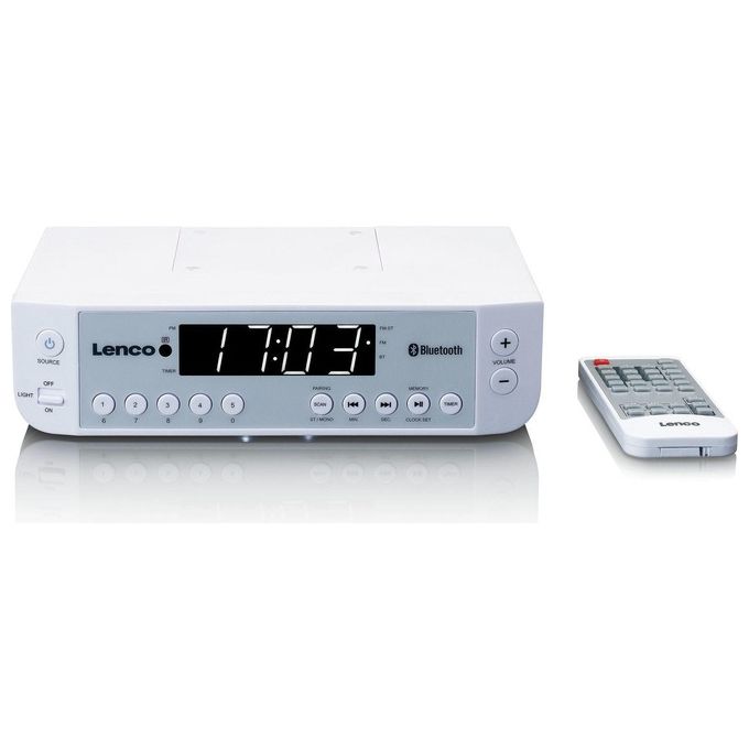 Lenco KCR-100 Radio da cucina FM con Bluetooth Timer e Illuminazione LED colore Bianco