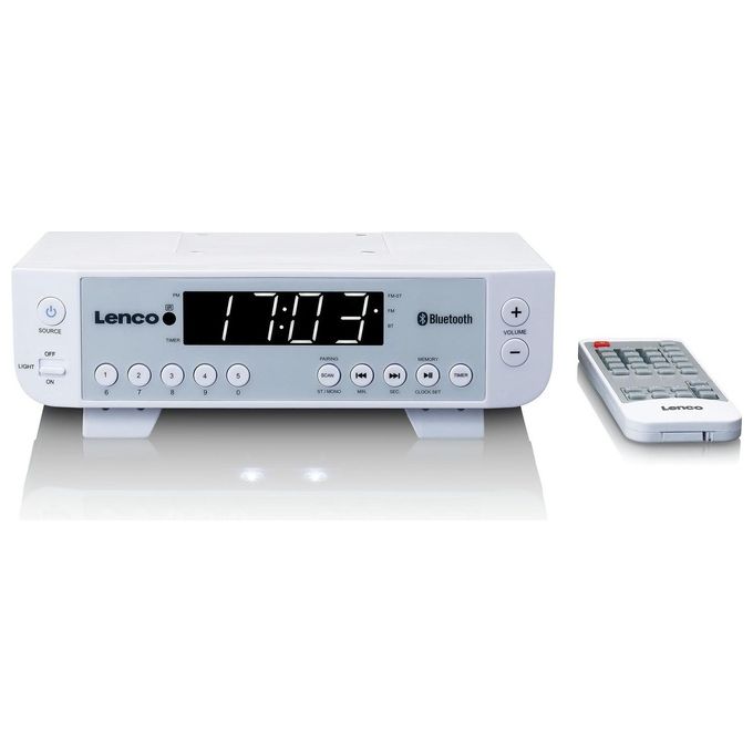 Lenco KCR-100 Radio da cucina FM con Bluetooth Timer e Illuminazione LED colore Bianco
