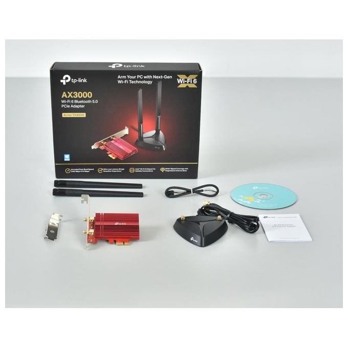 TP-Link ARCHER TX3000E Scheda di Rete PCIe Wi-Fi 6 AX3000 Dual Band 2402 Mbps Bluetooth 5.0 OFDMA WPA3 colore Nero