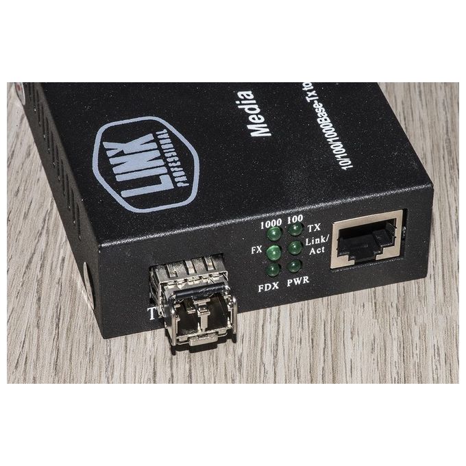 Link convertitore fibra ottica 10-100-1000 con modulo sfp