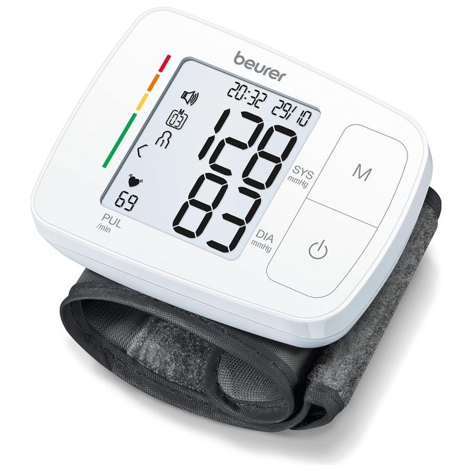 Beurer BC 21 Misuratore di pressione da polso parlante oscillometrico 2x60 memorie rilevazione aritmie colore Bianco