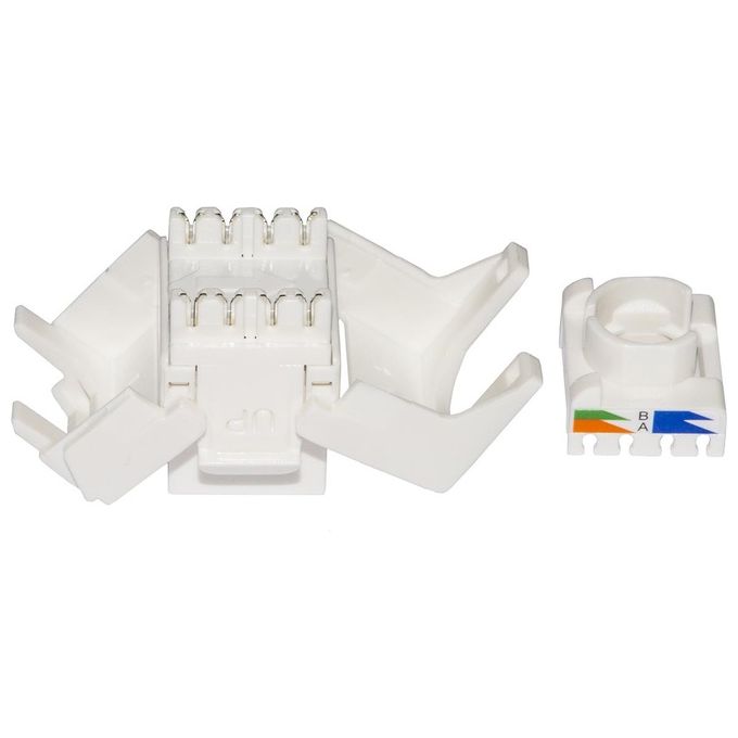 Link Presa Rete Keystone Jack Rj45 Categoria 6a Utp Tooless Bianco 180° Contatti Dorati 50 Micron