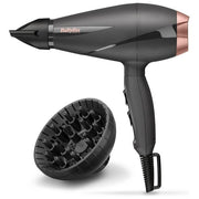 BaByliss 6709DE Smooth Pro Asciugacapelli 2100 W Ionico 2 velocita' con Concentratore e Diffusore colore Nero Oro Rosa