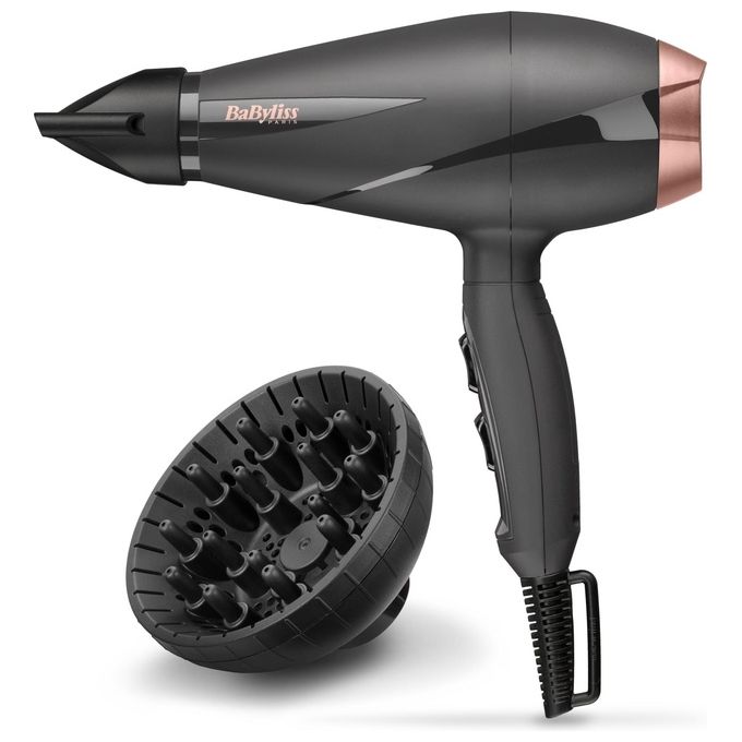 BaByliss 6709DE Smooth Pro Asciugacapelli 2100 W Ionico 2 velocita' con Concentratore e Diffusore colore Nero Oro Rosa