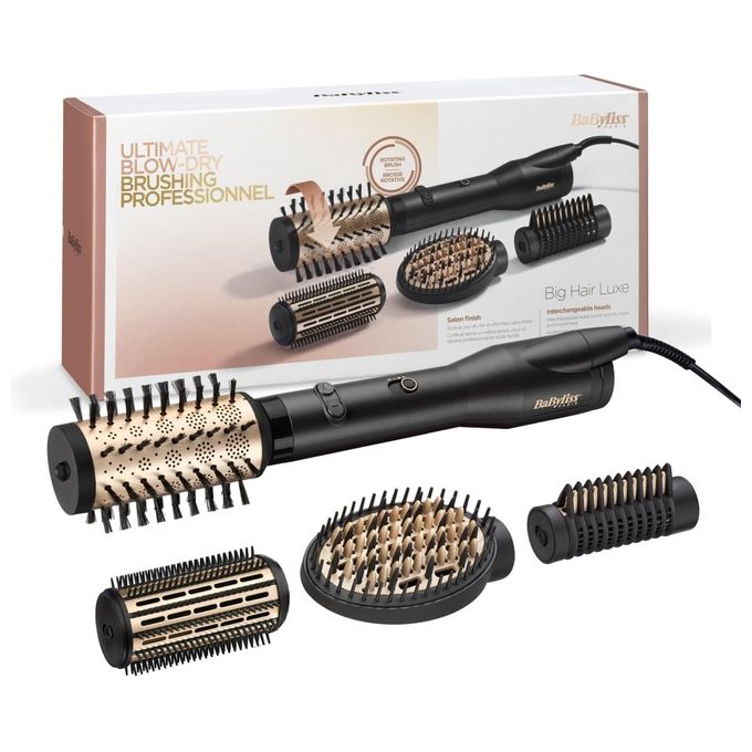 BaByliss AS970E Big Hair Luxe Spazzola Rotante 650W Ionica 4 Accessori 2 Temperature Cavo 2.5 m colore Nero