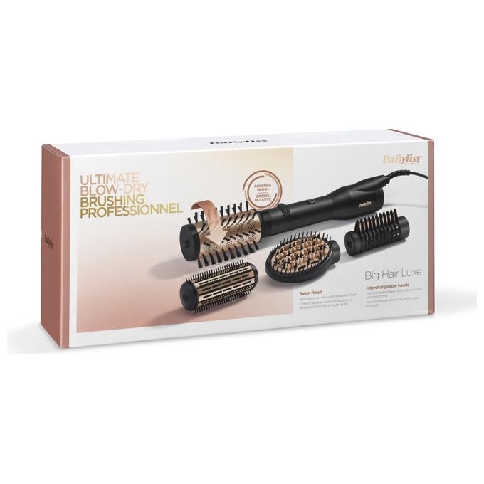 BaByliss AS970E Big Hair Luxe Spazzola Rotante 650W Ionica 4 Accessori 2 Temperature Cavo 2.5 m colore Nero