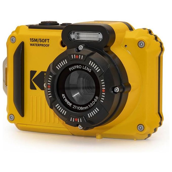 KODAK WPZ2YL PixPro Fotocamera Digitale Compatta 16 MP CMOS BSI Zoom Ottico 4x Video Full HD Wi-Fi Impermeabile fino a 15m Resistente agli Urti fino a 2m colore Giallo
