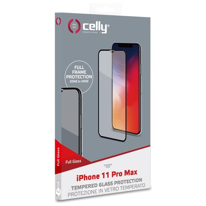 Celly Pellicola Protettiva in Vetro Temperato per iPhone 11 Pro Max Nero