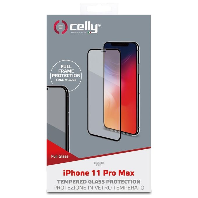 Celly Pellicola Protettiva in Vetro Temperato per iPhone 11 Pro Max Nero