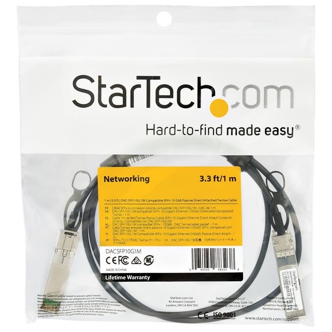 Startech Cavo Twinax con Collegamento Diretto Sfp+ Compatibile con Dell Emcdac-sfp-10g-1m 1mt
